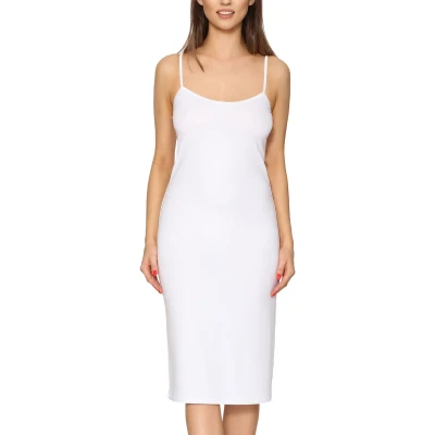 Afbeelding van Merry Style MS MS10 402 UW Dames Onderjurk Nachthemd lang ronde hals verstelbare Spaghetti bandjes Viscose Wit 3XL