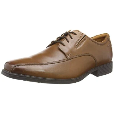 Afbeelding van Clarks Tilden Walk heren Oxford instapschoen, Donker Tan Lea, 41 EU
