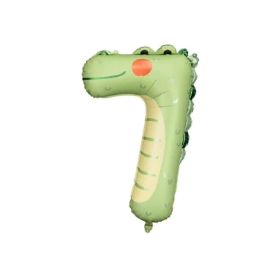 Afbeelding van Partydeco Folieballon cijfer 7 krokodil 64 x 87 cm