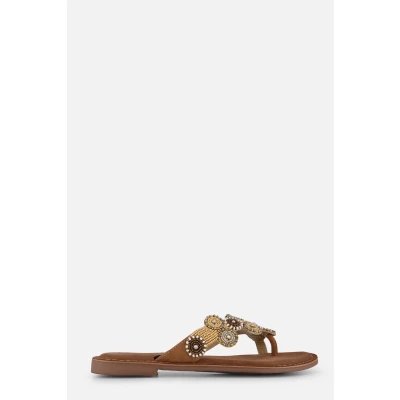 Afbeelding van Lazamani Slippers beige Synthetisch Dames Maat 39