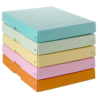 Afbeelding van Originele Falken 5 pack PureBox pastel. Made in Germany. 40 mm hoog DIN A4 gesorteerd op kleur gesorteerd. Opbergdoos met deksel van stevig karton Vegan geschenkdoos transportdoos doos