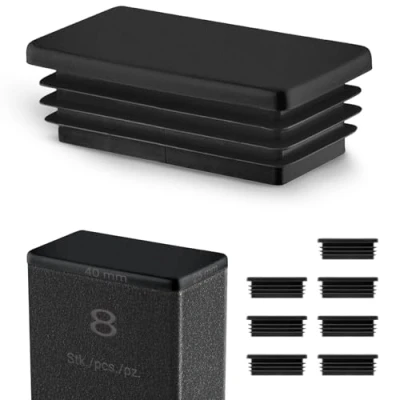 Afbeelding van Lamellenstoppen voor Rechthoekige buizen 40x25 mm Zwart 8 Stuks stoppen 4x2,5 cm EMFA ®