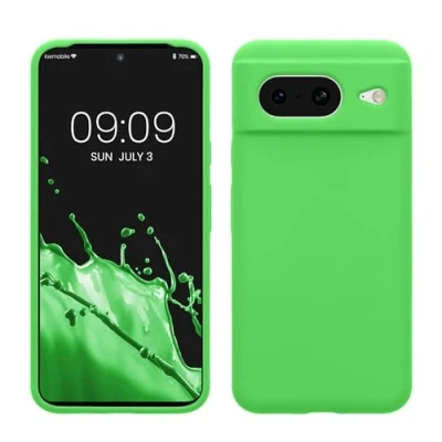 Afbeelding van kwmobile telefoonhoesje geschikt voor Google Pixel 8 Hoesje met siliconen coating Smartphone case in limoengroen