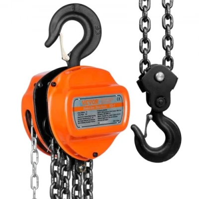 Afbeelding van VEVOR Handmatige ketting 3 T met haak 360 blok, hefhoogte 2,8 m, gelegeerd staal G80, rem, dubbele ratel, kettinggeleiding voor goederen, garages, wegen, fabrieken, bouwplaatsen