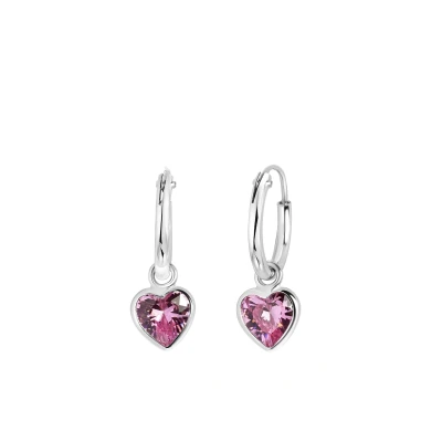 Afbeelding van Lucardi Meisjes Oorring met plating Hart Zirkonia Cadeau 925 Zilver Zilverkleurig