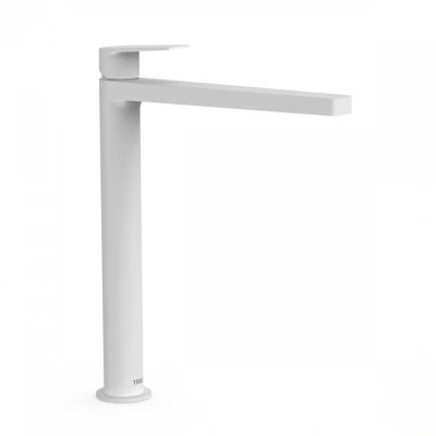 Afbeelding van Wastafelmengkraan Tres Project 1 Hendel Uitloop Recht 28.4 cm Rond Mat Wit