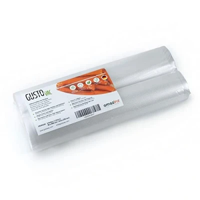 Afbeelding van GustoVac Premium Vacuum Sealer Food Storage Bags Sous Vide Made In Germany 2 rolls 11.8 x 236 inch 30 600 cm Universally Compatible Extra Strong Seal With Bonus E Book