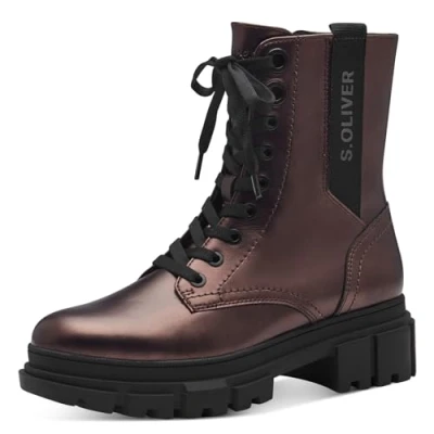 Afbeelding van s.Oliver Dames Lace Boot Flat 5 25221 43 Enkellaarsjes, Brons metaal, 38 EU