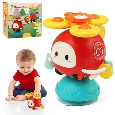 Afbeelding van LinStyle Montessori Spel met zuignap voor kinderstoel 6 12 maanden, draaibare zuignappen, speelgoed kinderen, sensorisch activiteitsspeelgoed, babybad kinderen en meisjes