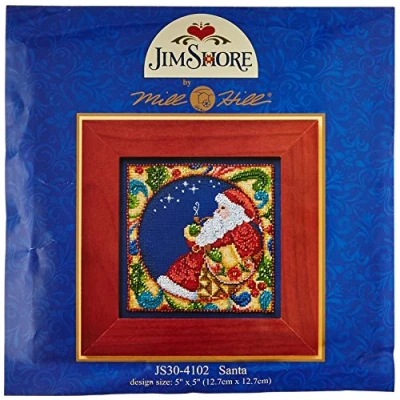 Afbeelding van Mill Hill 143288/Jim Shore geteld kruissteek kit 5 &quot;X5&quot;, Kerstman (18 tellen)