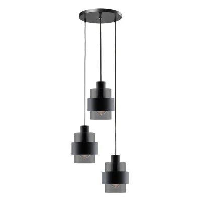 Afbeelding van Moderne Hanglamp 3 Lichts Smoke Getrapt Matzwart Chiasso