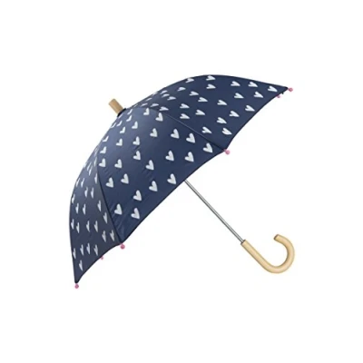Afbeelding van Hatley Bedrukte paraplu voor meisjes, marineblauw en wit hart, eenheidsmaat, Marine &amp; Witte Harten, Eén maat