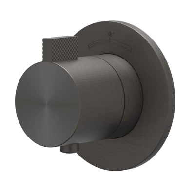 Afbeelding van IVY Tribe afbouwdeel inbouwthermostaat symmetry RVS 316 Geborsteld carbon Black PVD