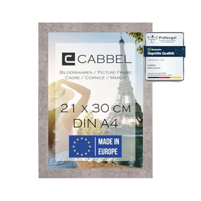 Afbeelding van CABBEL Enkele verpakking (1 st.) Fotolijst DIN A4 21x30 cm, MDF houten lijst in goud, met onbreekbaar plexiglas, modern