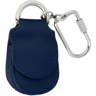 Afbeelding van MANAGE Sleutelhanger Leer Blauw voor Munten Karabijnhaak Auto Klein Echt Dames Heren Mini Portemonnee (Blauw)