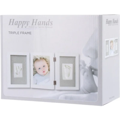 Afbeelding van Happy Hands Triple Frame Hand/Voet afdruk Fotolijst 3 luik Wit