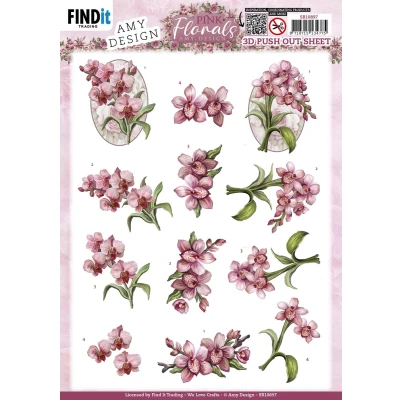 Afbeelding van 3D Cutting Sheets Amy Design Pink Florals Orchid