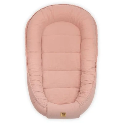 Afbeelding van PIMKO Babynestje voor baby&#039;s, knuffelnest, babycocon zuigelingen en pasgeborenen, 60 x 90 cm, 100% katoen, mousseline, roze