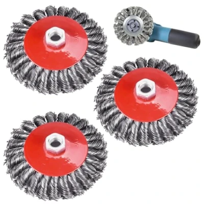 Afbeelding van 3 stuks draadborstel, haakse slijper, M14, 125 mm draadborstels voor schijfborstel, potborstel, draadborstelset polijsten, ontbranden en ontbraamen, M14