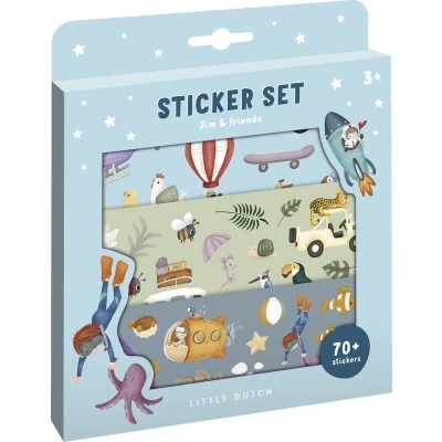 Afbeelding van Little Dutch stickers Jim &amp; Friends 3 stickervellen met speelachtergrond stickerset