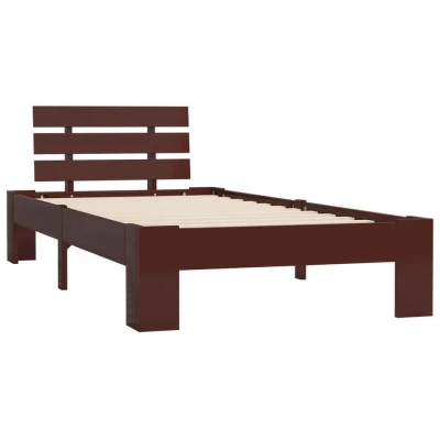 Afbeelding van Bedframe massief grenenhout donkerbruin 90x200 cm