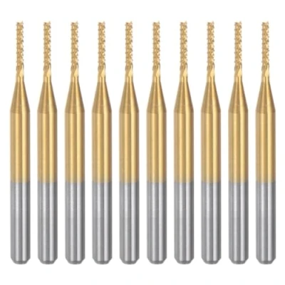 Afbeelding van Ghnbajzls 10 STKS Titanium Coat Carbide End Mill Graveren Frees CNC Router Bits voor PCB Machine, 1/8 Inch Schacht 1.2Mm