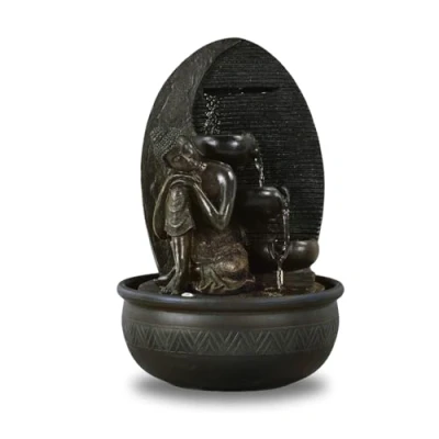 Afbeelding van Zen&#039;Light Boeddha Kamerfontein dankzij LED verlichting kleurrijk zendecoratie ideaal voor meditatie en ontspanning stille waterpomp afneembaar figuur hoogte 40 cm