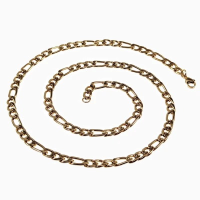 Afbeelding van 60cm x 6mm goudkleurige stalen Figaro Schakelketting