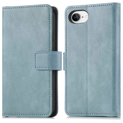 Afbeelding van iPhone SE 4 Hoesje Kunstleder imoshion Bookcase Lichtblauw Telefoonhoesje