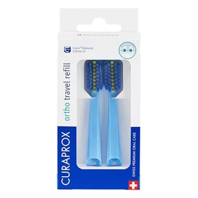 Afbeelding van Curaprox CS 5460 ortho travel navulling, borstelkoppen voor tandenborstel, duo pack, blauw
