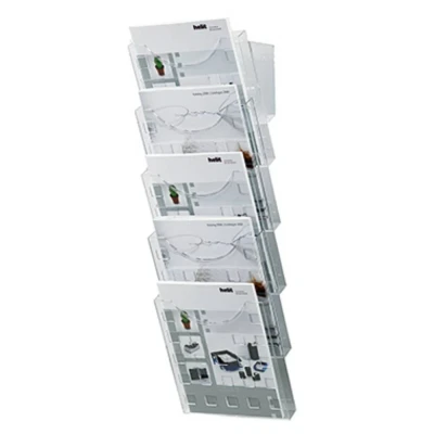 Afbeelding van Helit H6103102 Folderhouder Glas (helder) DIN A4 1 stuk(s) Aantal vakken: 5 (b x h d) 241 578 150 mm