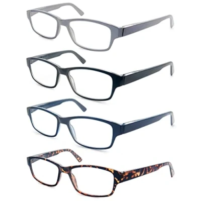 Afbeelding van HEEYYOK Leesbril Heren Grote Rechthoekige Lezers Bril +1.50 Voor Mannen met Hoofden Stevig Frame Comfortabele &amp; Brede Fit 4 Pack