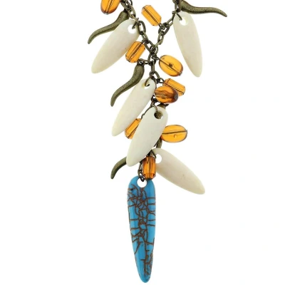 Afbeelding van Behave Lange antiek goudkleurige/blauwe ketting met diverse hangers