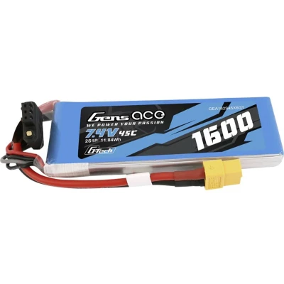 Afbeelding van Gens ace LiPo accupack 7.4 V 1600 mAh Aantal cellen: 2 45 C Block XT60