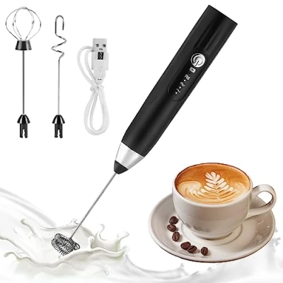 Afbeelding van Weinsamkeit elektrische melkopschuimer, USB staaf met 3 koppen, garde, instelbare snelheden, roestvrij staal, voor koffie, latte, macha, cappuccino, eieren kloppen