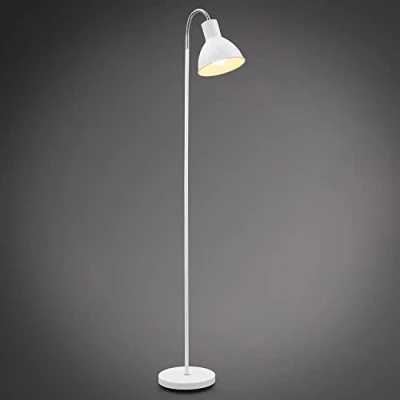 Afbeelding van B.K.Licht Witte Vloerlamp voor binnen draaibar woonkamer industriële staande lamp staanlamp met 1 lichtpunt h:145cm leeslamp E27 fitting excl. lichtbron
