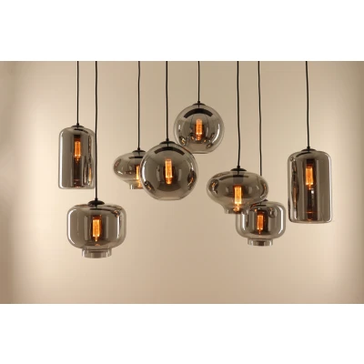 Afbeelding van EEF hanglamp rookglazen 8 lichts 125cm