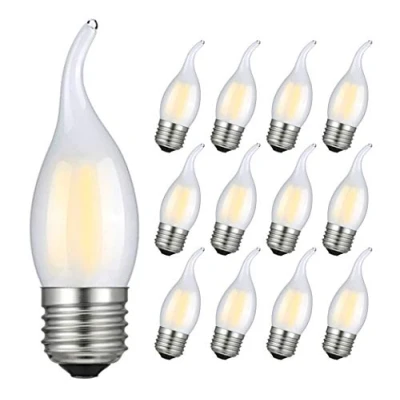 Afbeelding van RANBOO Ledlamp, E27, 4 W, komt overeen met 40 koud wit 6500 K, 400 lumen, gloeilampen gloeidraad voor kroonluchters, niet dimbaar, melkglas, 12 stuks