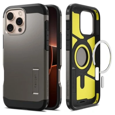 Afbeelding van Apple iPhone 16 Pro Max MagSafe Hoesje Kunststof Spigen Hardcase/Backcover Grijs Telefoonhoesje