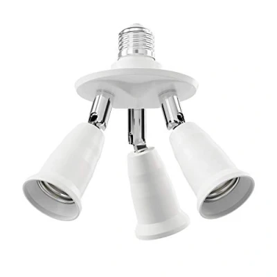 Afbeelding van ledscom.de E27 base, 3 weg splitter adapter, wit, lampvoet, verdeler, meervoudig, fitting, splitter, 3in1, E27, adapter