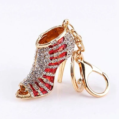 Afbeelding van Hanger sleutelhanger nieuwe kristallen schoen hoge hak hangende strass sleutel portemonnee tas ketting cadeau