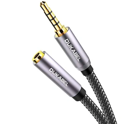 Afbeelding van DuKabel audio verlengkabel 4 polig TRRS hoofdtelefoon verlenging 3,5 mm stereo aux jackkabel met vergulde contacten, headset microfoon, Top Series 2,4 m