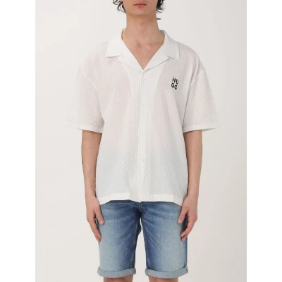 Afbeelding van Textured Short Sleeve Casual Shirt with Revere Collar White