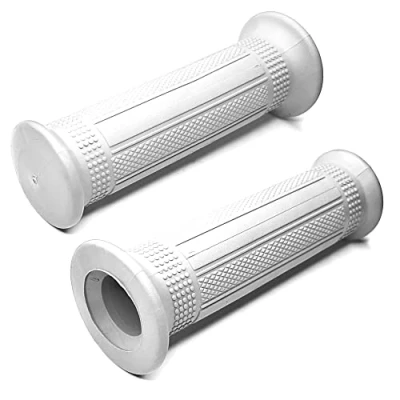 Afbeelding van cyclingcolors Handgrepen voor motorfiets, 22 mm, 24 bromfiets, antislip, motorgrepen, rubber (wit)