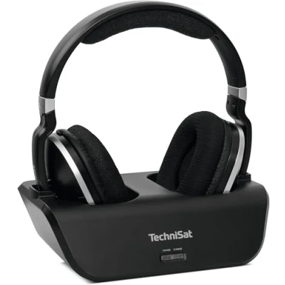 Afbeelding van TechniSat STEREOMAN 2 V2 draadloze 2,4 GHz hoofdtelefoon (voor televisie en muzieksystemen, met dockingstation, AUX in, audio ingang optisch) zwart