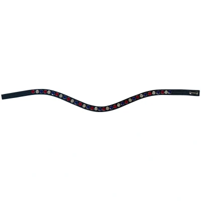 Afbeelding van Horka Frontriem Colori Zwart Leder Rood/Wit/Blauw Cob