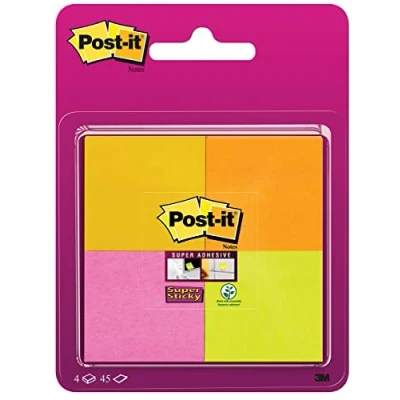 Afbeelding van Memoblok 3M Post it 6910 Super Sticky 51x51mm assorti