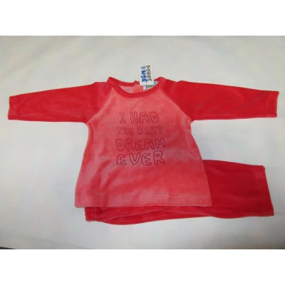 Afbeelding van Wiplala Jen &amp; James Pyjama rood (rose) met tekst 18 maand 86