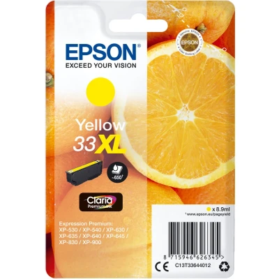 Afbeelding van Epson 33XL (C13T33644012) Inktcartridge Geel Hoge capaciteit