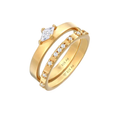 Afbeelding van Elli Ring Dames Set Eenzaam Verloving met Zirkonia Kristallen in 925 Sterling Zilver